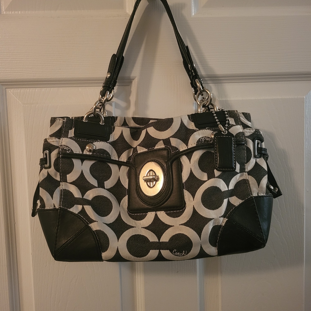 Coach Monochrome Circle Pattern Shoulder Bag